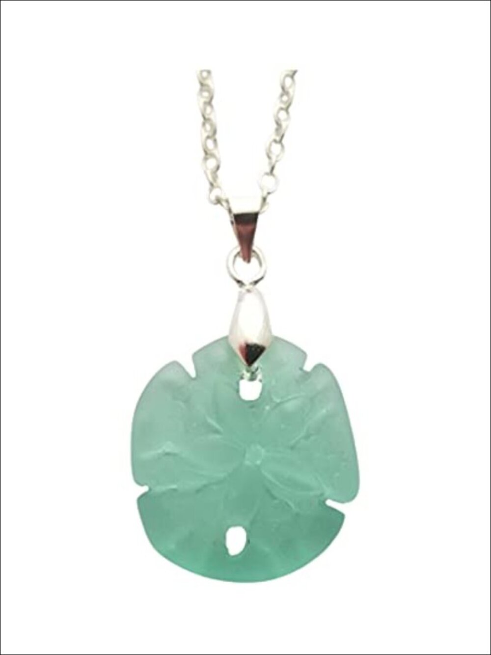Handmade Sea Glass Pendant Necklace Sand Dollar Bohemian Gift